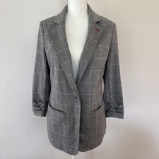 Tommy Hilfiger Grey Plaid Blazer Women s Size 12 Classic Preppy Academia