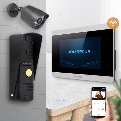 HOMSECUR 7" 4 Wire WIFI HD Video Doorbell Intercom Call Transfer External Memory