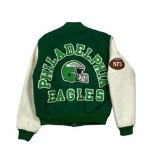 VTG 90s NFL PHILADELPHIA EAGLES CHALK LINE WOOL VARSITY JACKET MADE IN USA Sz M