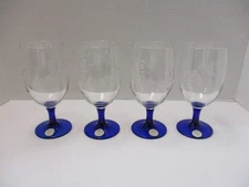 Princess House Heritage Crystal Blue Stem Iced Tea Goblets FOUR