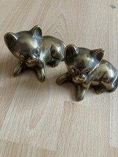 Pair of Brass Vintage Laying Kittens Figurine Ornament