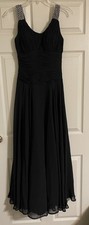 Wow Prom Pageant Dress Women's Size 2 Black W/ Rhinestone Straps Ruched