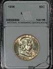 1956 Franklin Half $, Choice BU+, National Numismatic Certification, NNC, toned