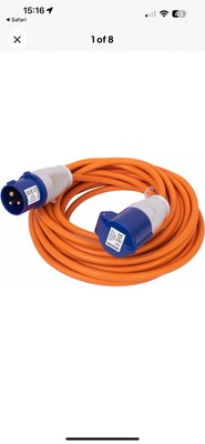 Baustellenanschlusskabel 10m c/w 16 Ampere Stecker & 16 Ampere Kupplung 240V