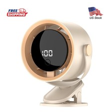 Clip-On Rechargeable Desktop Portable Small Fan 5 Speed LED for Camping Office