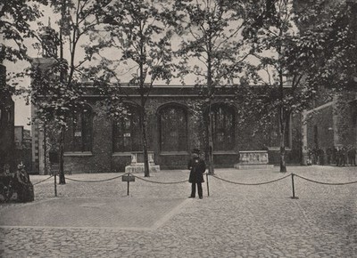 Tower of London. Baustelle des Gerüsts, mit der Kapelle St. Peter. London 1896