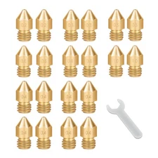 3D Printer Brass Extruder Nozzles Set, 20PCS Brass MK8 Nozzles (0.2MMx2 0.3MM...