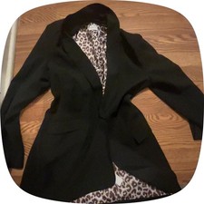Black polyester blazer with leopard print lining blazer leopard