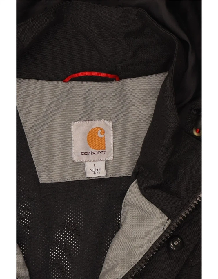 CARHARTT Mens Hooded Windbreaker Jacket UK 40 Large Black Nylon BF06 - Image 3 of 3
