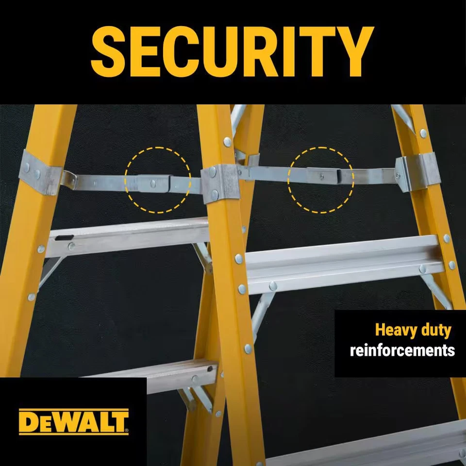 Escalera de fibra de vidrio de 6 pies, alcance de 10 pies 500 libras Capacidad de carga, supera el tipo I Foto 3 de 4