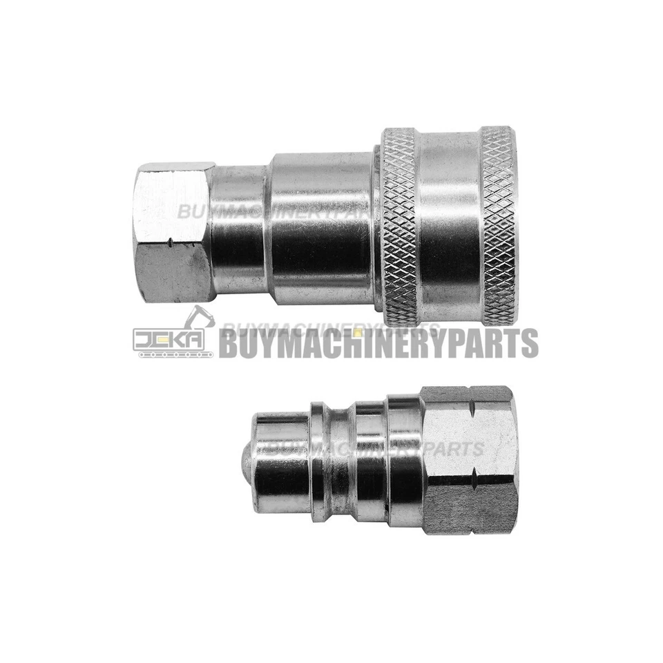 2X Set 1/4" Body 1/4" NPT Poppet Pioneer Style Hydraulic Quick Connect Coupler - Image 2 of 4