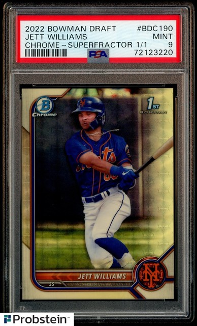 2022 Bowman Chrome Superfractor Jett Williams RC Rookie 1/1 PSA 9 " ONE OF ONE "