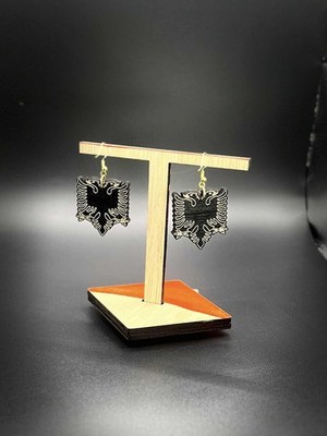 Albanian Flag Wooden Earrings Handmade Double Headed Eagle Jewelry Gift For Her