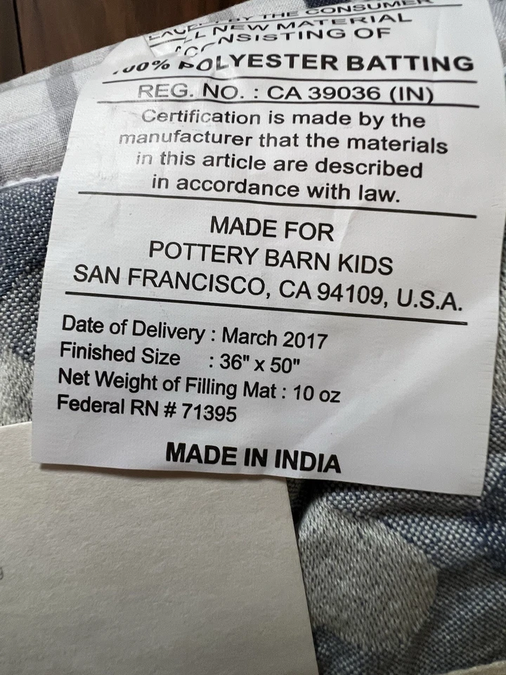 Manta Pottery Barn Baby Hazel Edredón Niño Pequeño Azul Doble Cara Nueva Foto 4 de 4