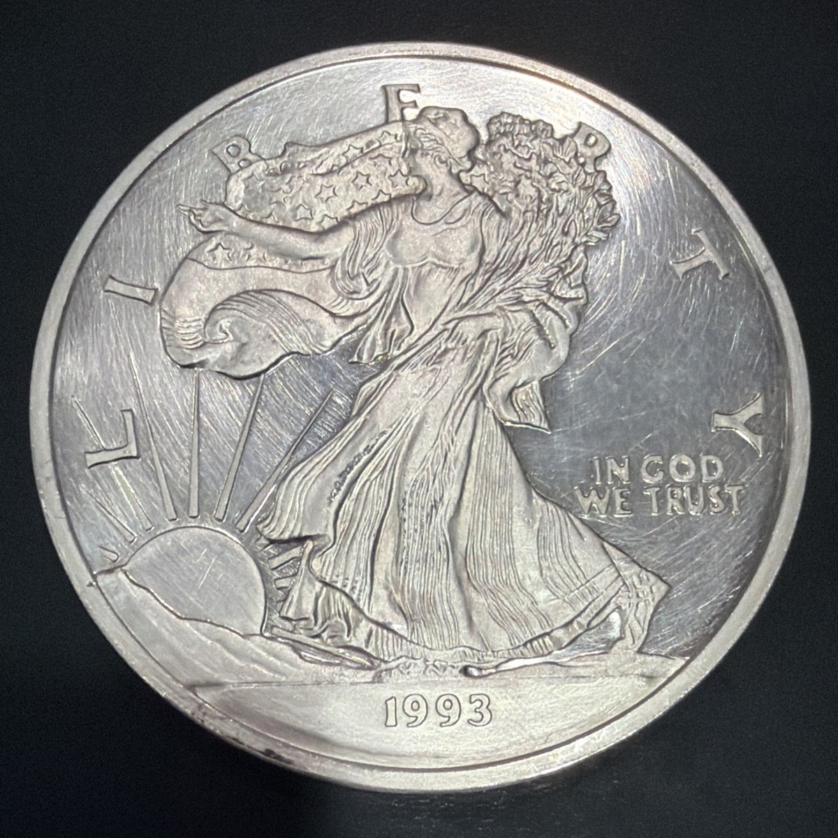 🦅 1993 Giant 1 Troy Pound (12 troy oz) Walking Liberty .999 Fine