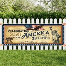 Personalized USA 250th Banner Custom Family Name Patriotic Long Yard Sign