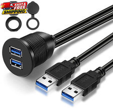 Dual Port USB 3.0 Car Flush Mount Cable Dash Mount Adapter Extension
