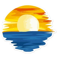 Sunset Ocean Lake - Vinyl Decal Sticker - Car Window Laptop - ebn8023