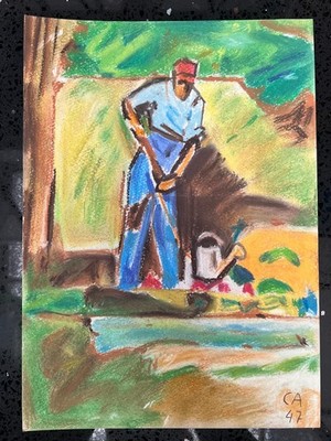 Cuno Amiet (handgemacht) Zeichnung auf antikem Papier signiert und gestempelt...