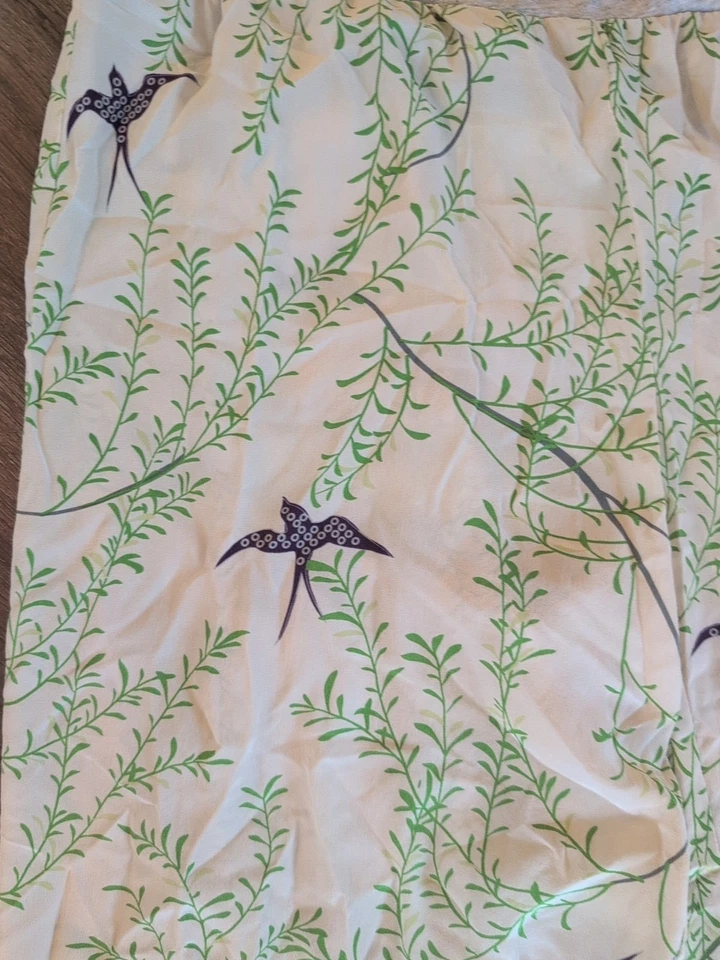 E by Eloise Anthropologie Sz S Lounge Silk PJ Pants Pajamas Sparrow Birds Floral - Image 2 of 4