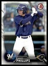 Brett Phillips 2016 Bowman Prospects Rookie | Card #BP136 Milwaukee Brewers. rookie card picture