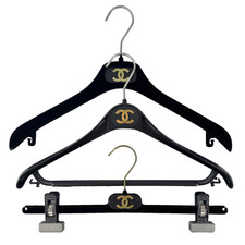 Lot of 3 Chanel Hangers Auth Velvet Jacket Coat Suit Skirt Pants Top Hanger