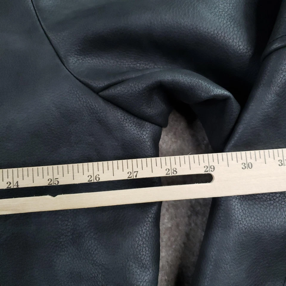 YoungLA Jacket Mens XL Black Faux Leather Zip Moto Lace Up Sleeves Model 5006 - Image 3 of 4