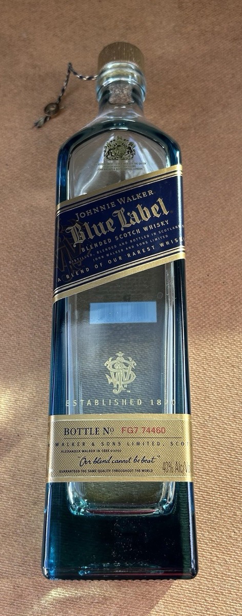 Johnnie Walker Blue Label Empty Bottle 1000 ml - 1 Liter w/ Cap