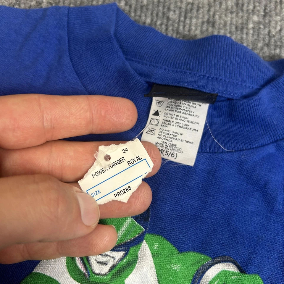 Camisa De Colección Power Rangers Time Force Niños Mediana 5/6 Azul Gráfico Saban 00s Foto 3 de 4