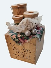 Miniature Wooden Sewing Sculpture With Spools  Buttons You Are Sew Special