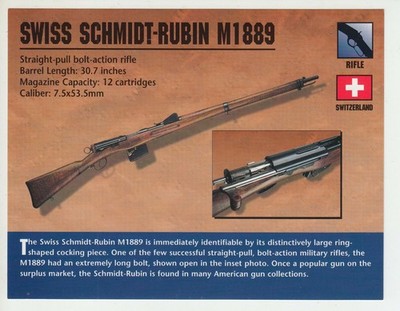 SWISS SCHMIDT-RUBIN M1889 Rifle Switzerland Gun Classic Firearms PHOTO CARD