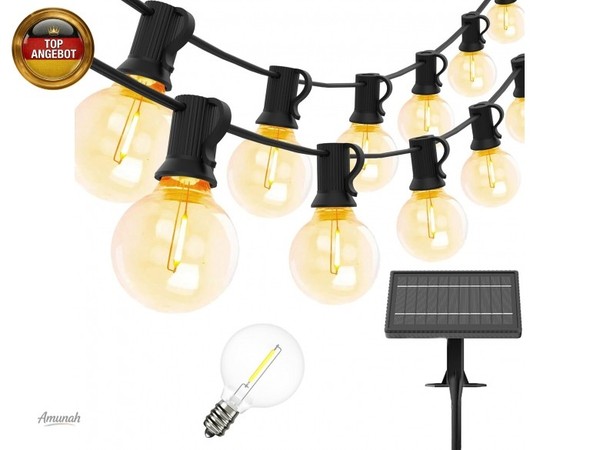 Solar Lichterkette Aussen 15M, LED Lichterkette GlüHbirnen AußEn 25+1 Plastik B-image
