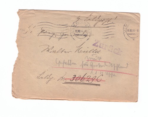 Feldpost Nr. 30629 C zurück Gefallen 1944 Panzer-Grenadier-Reg. 9 Germania