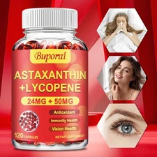 Astaxanthin +Lycopene - Support Eye & Heart Health, Immune Support, Antioxidant