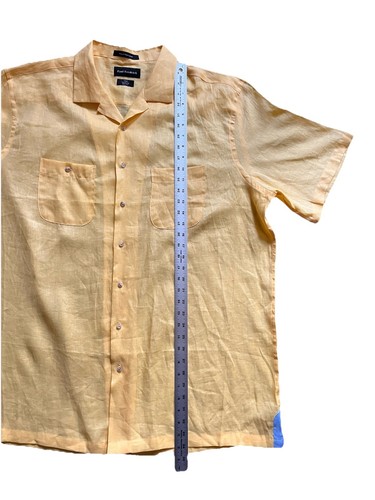 Paul Fredrick Pure Linen Pastel Yellow Casual ShortShirt Men Sz XXLT Classic Fit - Picture 5 of 11