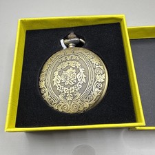 49005 - Invicta Vintage Monarch Pocket Watch - 47mm, Bronze Tone New With Chain