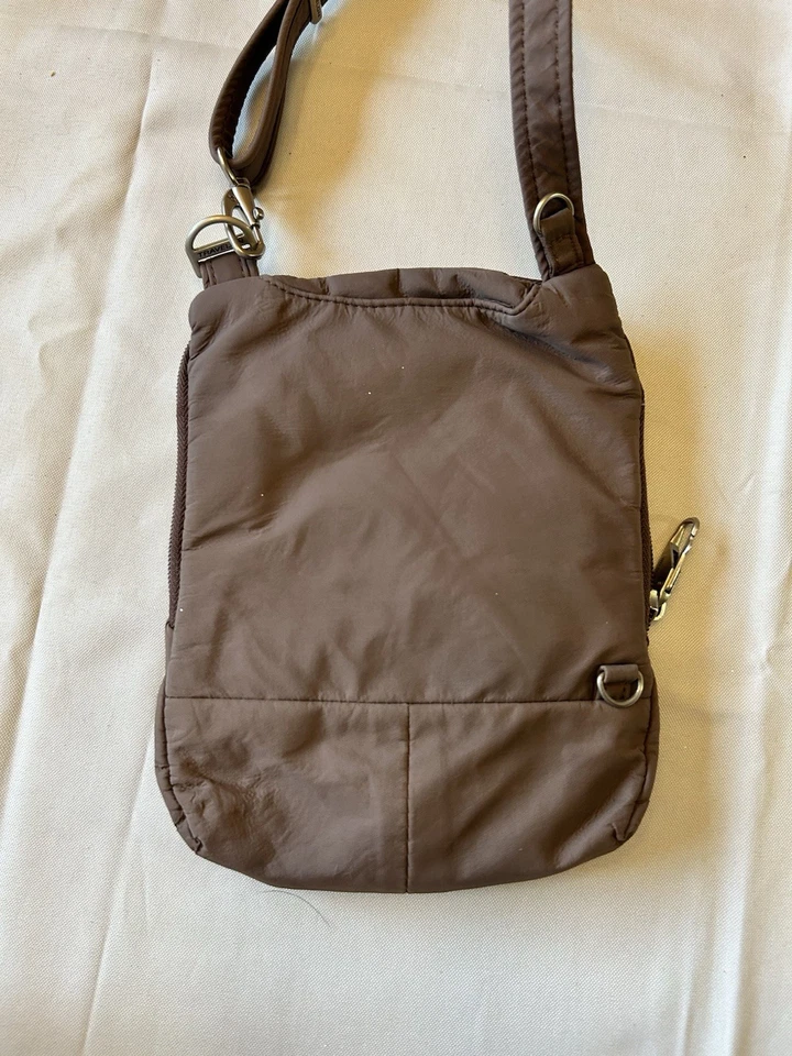 Bandolera Travelon Signature Slim Día Viaje Antirrobo Taupe Foto 4 de 4