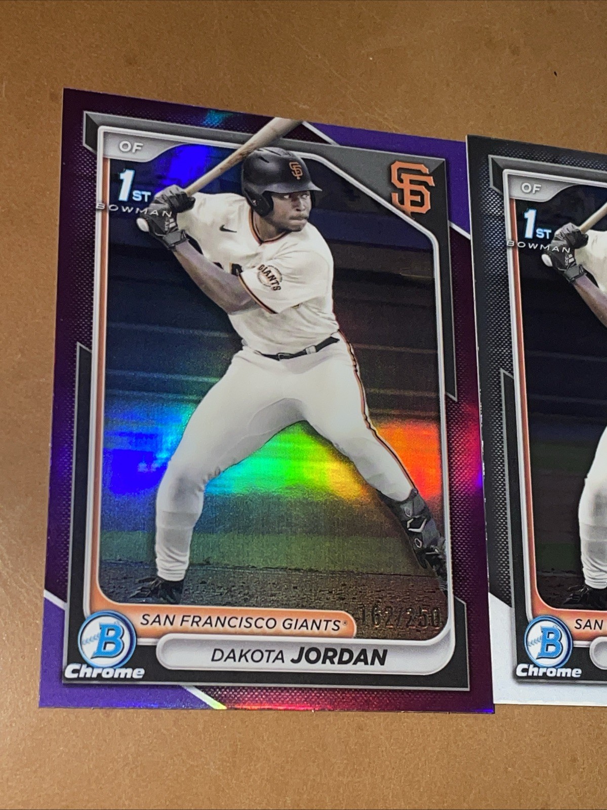 2024 Bowman Draft #BDC-71 Dakota Jordan 1st Chrome Purple Refractor #/250 & Base