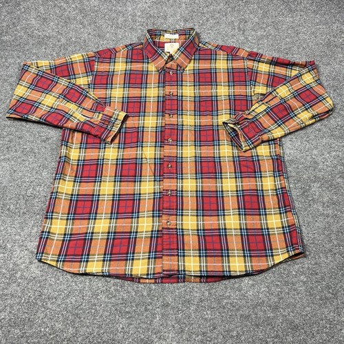Viyella Shirt Mens XL Red Beige Plaid Wool Blend Long Sleeve Pocket Button Down
