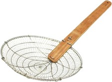 14" Mesh Bamboo Handled Skimmer Restaurant Take Away Food Noodle Skimmer