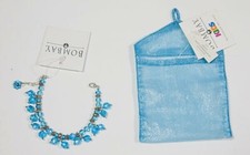 NWT BOMBAY KIDS BLUE BEADED BRACELET  GIFT BAG POUCH BEADS CHILD NEW