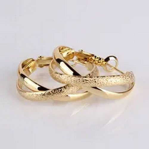 Gold Color Simple Hoop Earrings Women Fashion Jewelries Round Shaped Earring 1pc - Picture 4 of 15