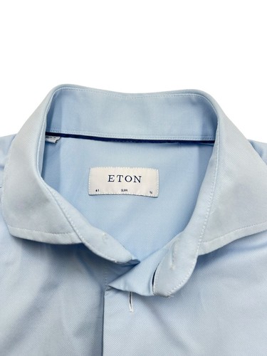 ETON Slim Solid Blue Shirt Casual Formal Men Size M (41 - 16) - Picture 4 of 11
