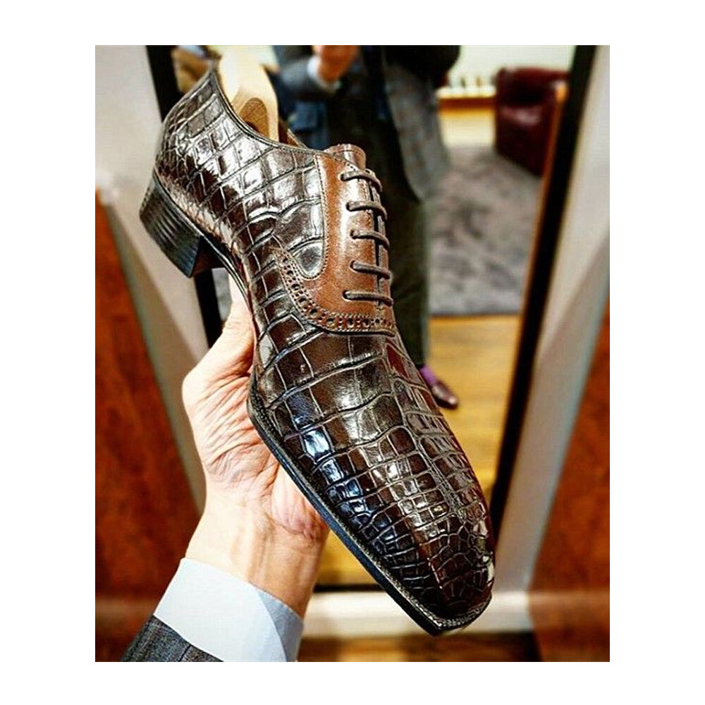 Handmade Men Leather Oxford Crocodile 