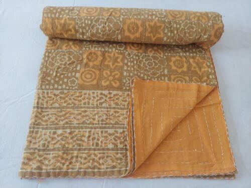 Indian Handmade Quilt Vintage Kantha Bedspread Throw Cotton Blanket Gudri, Queen - Picture 1 of 4