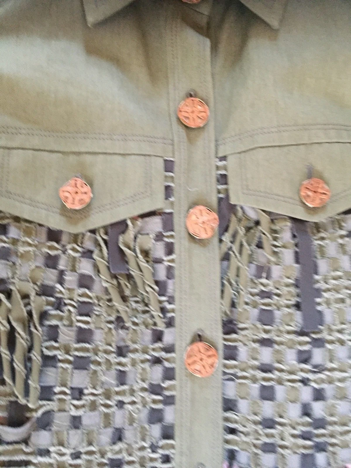 GIACCA CHANEL 17C NUOVA CUBANA VERDE ROSA CON FRANGE BOTTONI CC LEGNO FR34 36 $7 9 K