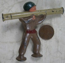 Vintage Barclay Pod Foot Soldier Firing Bazooka Green Helmet 3