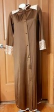 Vintage Sans Souci Nylon Brown and Pink Long Gown Matching Robe Size M USA