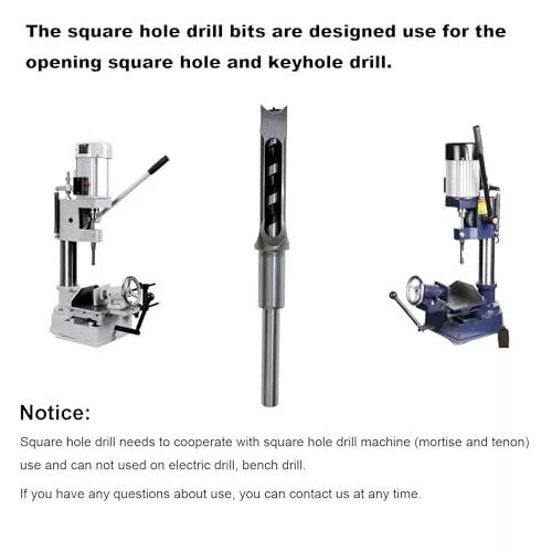 7PC Woodworking Square Hole Drill Bit Mortising Saw Mortise Chisel Drill Bit Set - Picture 2 of 7