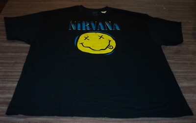 VINTAGE STYLE NIRVANA SMILEY FACE T-Shirt Band MENS 3XL XXXL NEW